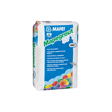 Fast setting concrete repairs with Mapegrout SV T. Now available in grey.