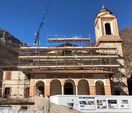Malte speciali Mapei per il restauro del Santuario dell'Ambro a Montefortino