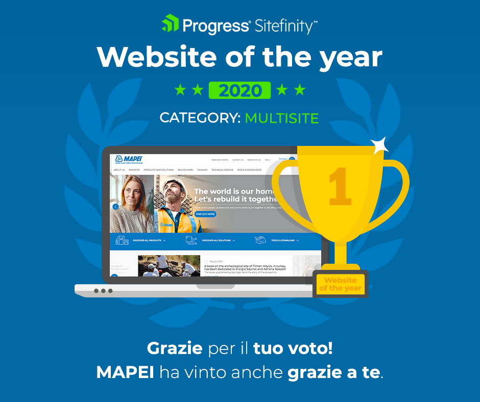 Mapei.com wins Progress Sitefinity's best website of the year award