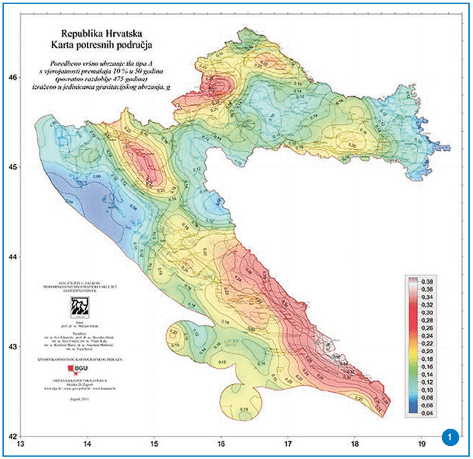 Karta potresnih područja u Hrvatskoj