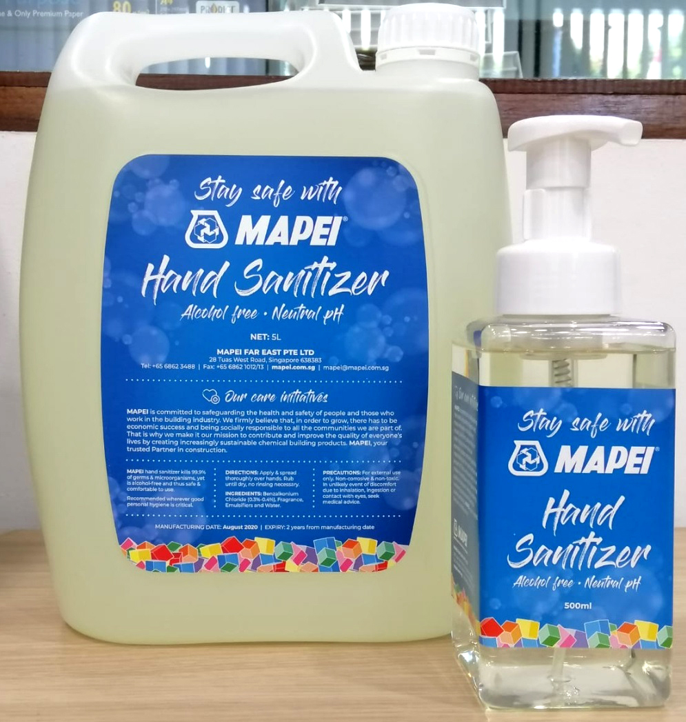 Mapei distributes hand sanitizers to our industry partners