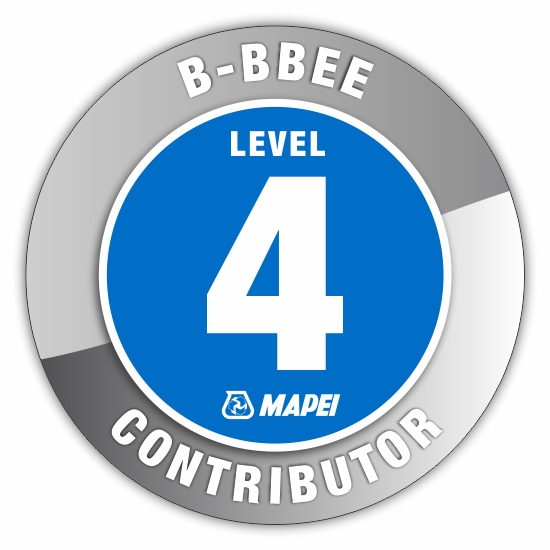 MAPEI SA is now a level 4 B-BBEE contributor!