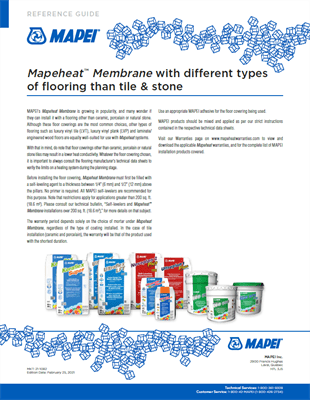 Mapeheat Membrane with different types of flooring than tile &amp; stone