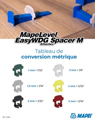 MapeLevel EasyWDG Spacer M Attaches – Tableau de conversion métrique