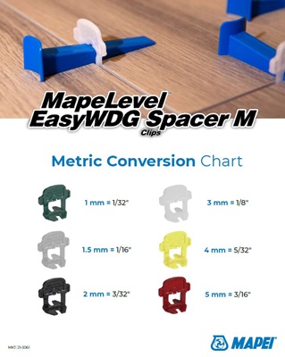 MapeLevel EasyWDG Spacer M Clips - Metric Conversion Chart