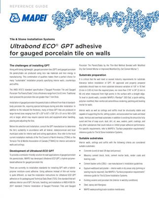 Ultrabond ECO GPT adhesive for gauged porcelain tile on walls