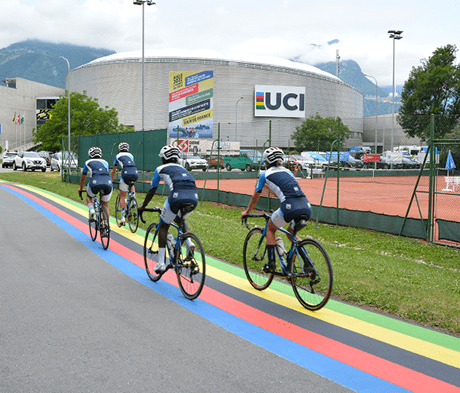 MAPEI: A rainbow path outside the UCI headquarters