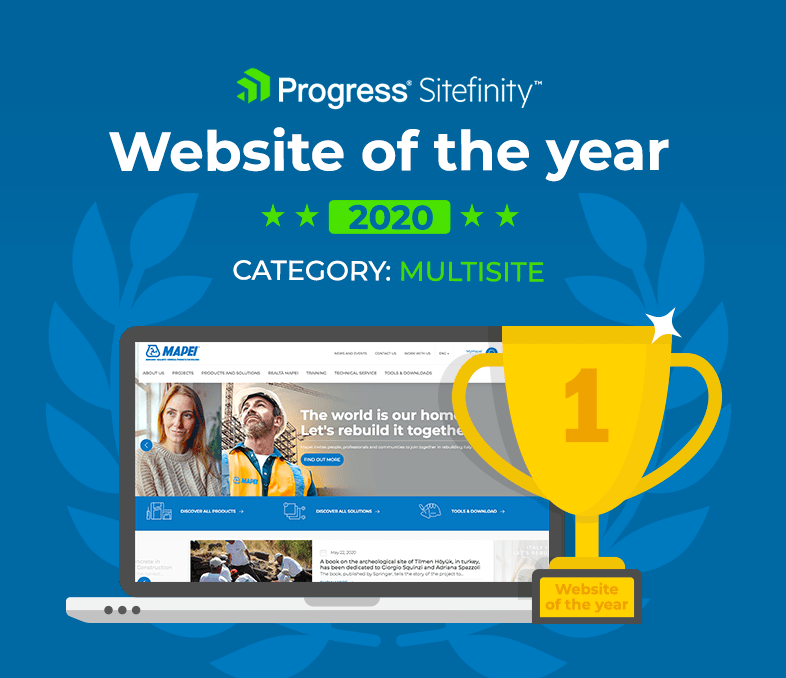  Mapei.com galardonado como el mejor sitio Progress Sitefinity del año