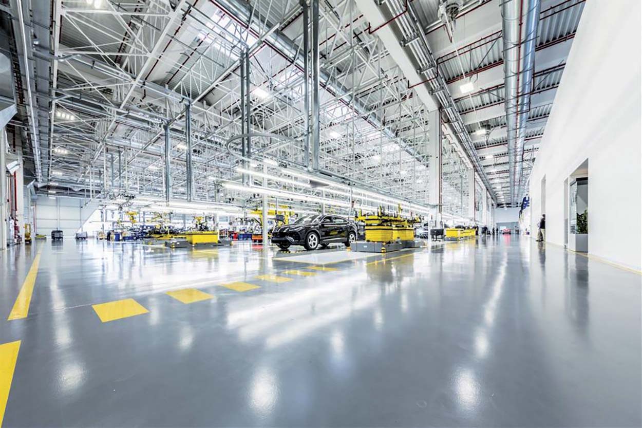 Products from the Concrete Flooring Solution line were used to build concrete floors in a Lamborghini plant in Central Italy.